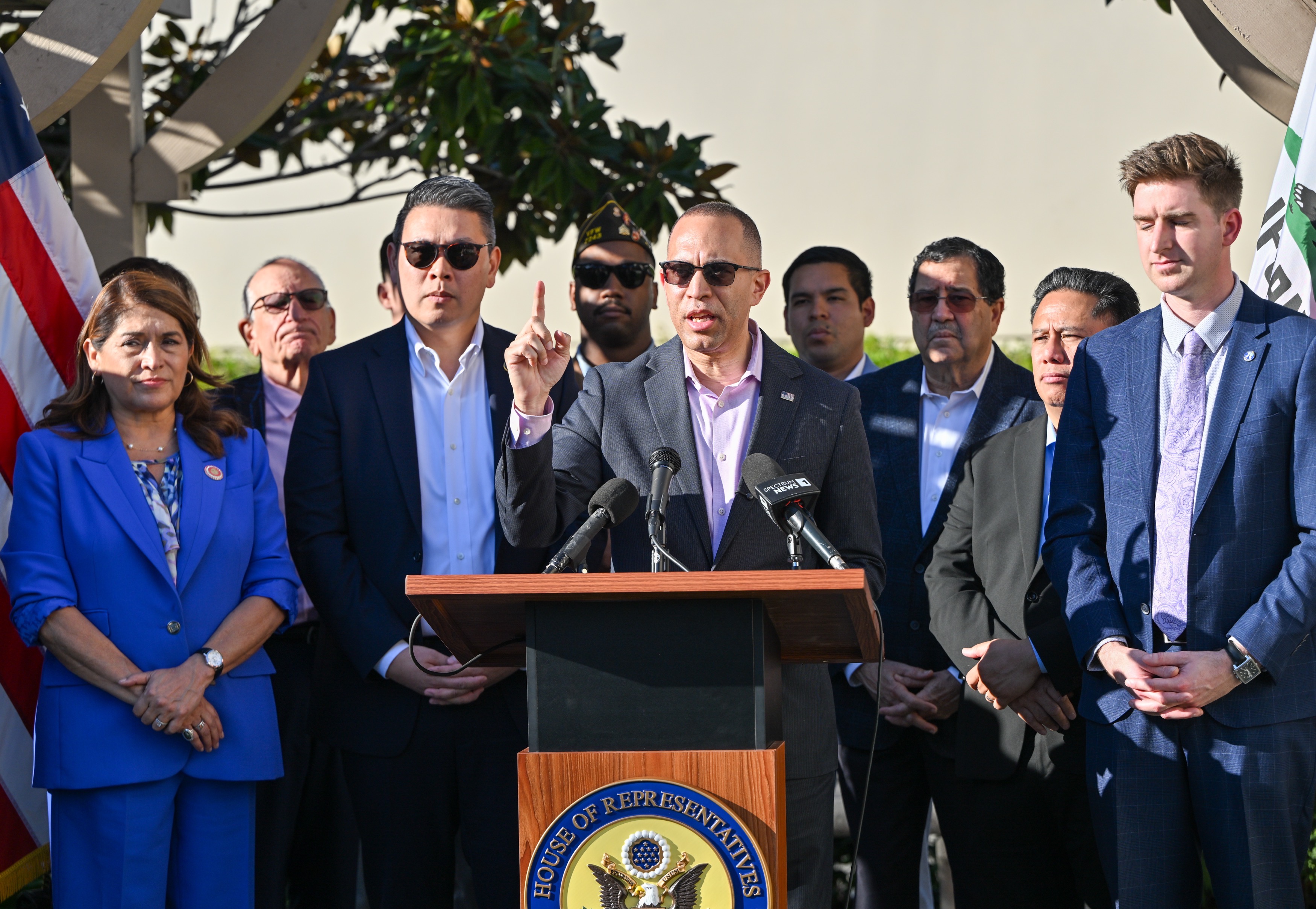 House Minority Leader Hakeem Jeffries, D-New York, during a press...