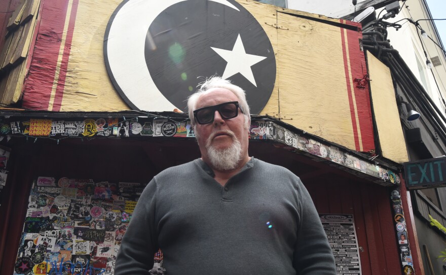 Owner Tim Mays is shown on the Casbah patio on March 10, 2026. The Casbah celebrates 37 years as an independent music venue this year.