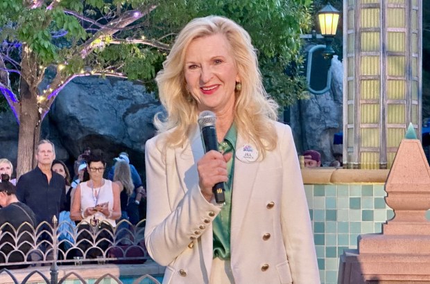 Incoming Disneyland Resort President Jill Estorino addresses honorees during the Celebrate You service celebration at Disney California Adventure. (Photo by Brady MacDonald, Orange County Register/SCNG)