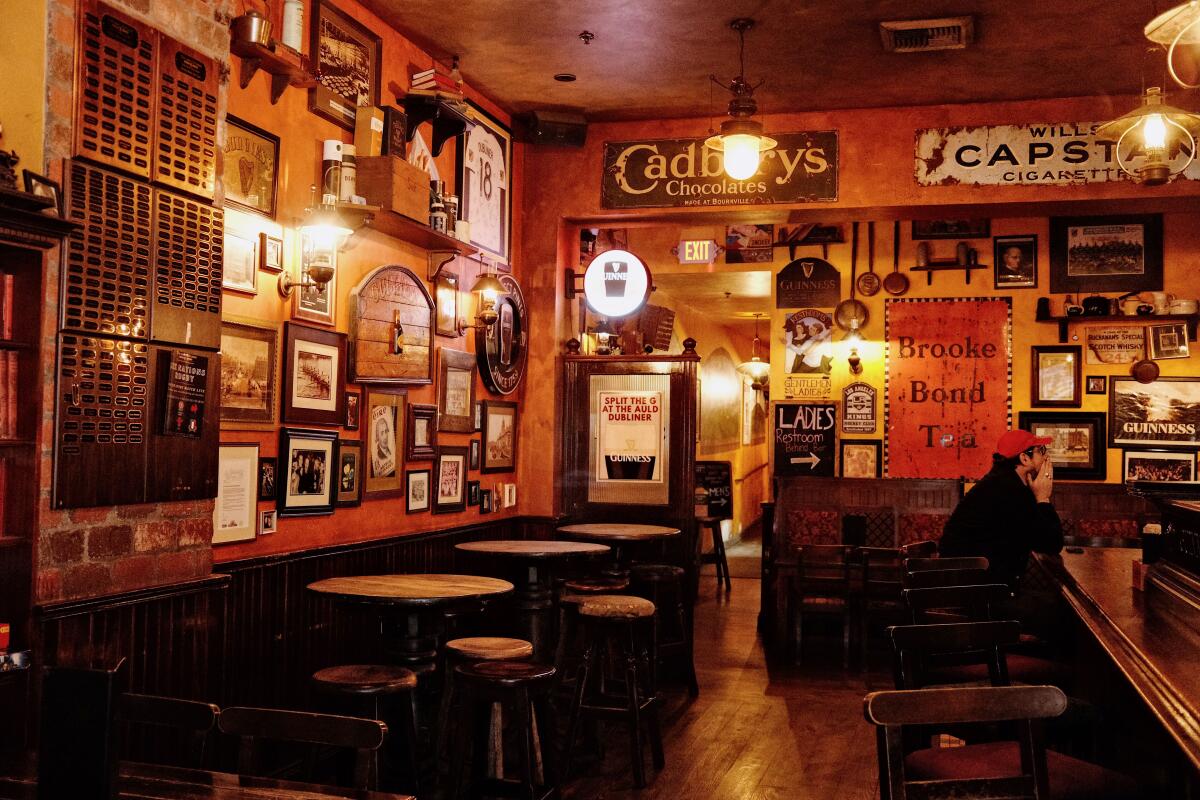 An interior of the Auld Dubliner, a stalwart Irish pub in Long Beach. 