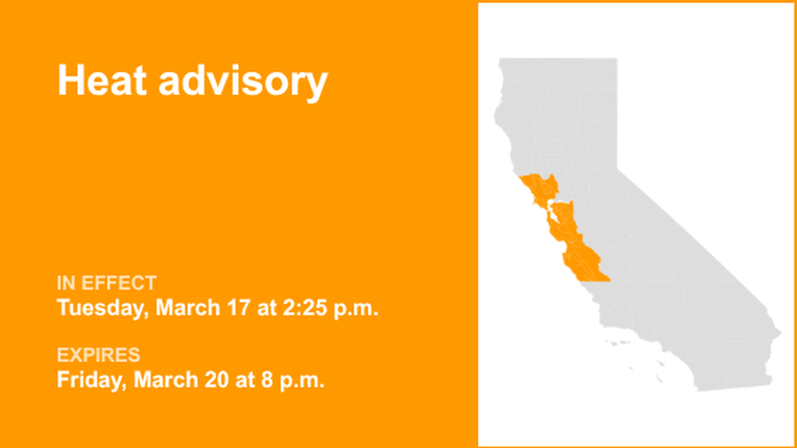 Heat advisory affecting Northern California until Friday evening