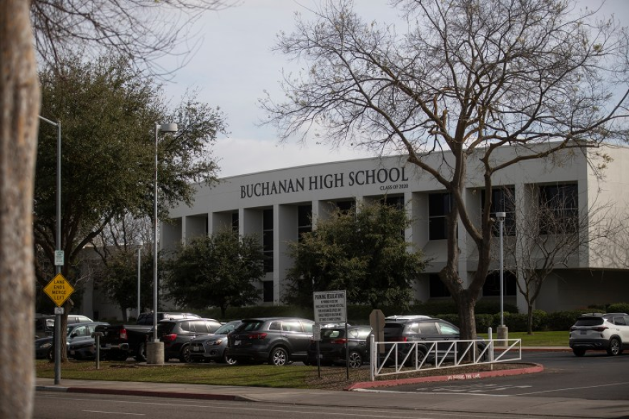 Buchanan High School in Clovis on Feb. 26, 2026. Students staged a walkout earlier that month as part of a nationwide protest against federal immigration raids.