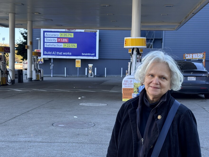 University of California, Berkeley, professor Louise Mozingo has studied the tech sector in the context of corporate landscaping for decades. But she is is as baffled by the cryptic billboards and bus shelters as most other San Francisco Bay Area locals.