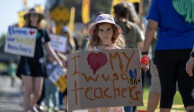 Washington Unified teachers rally as fact-finding begins