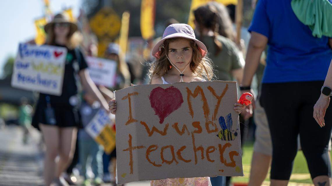 Washington Unified teachers rally as fact-finding begins