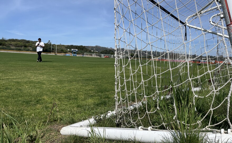 San Diego Jewish Academy's Adam Benmoise walks on the field where Switzerland will train during FIFA World Cup, March 16, 2026.