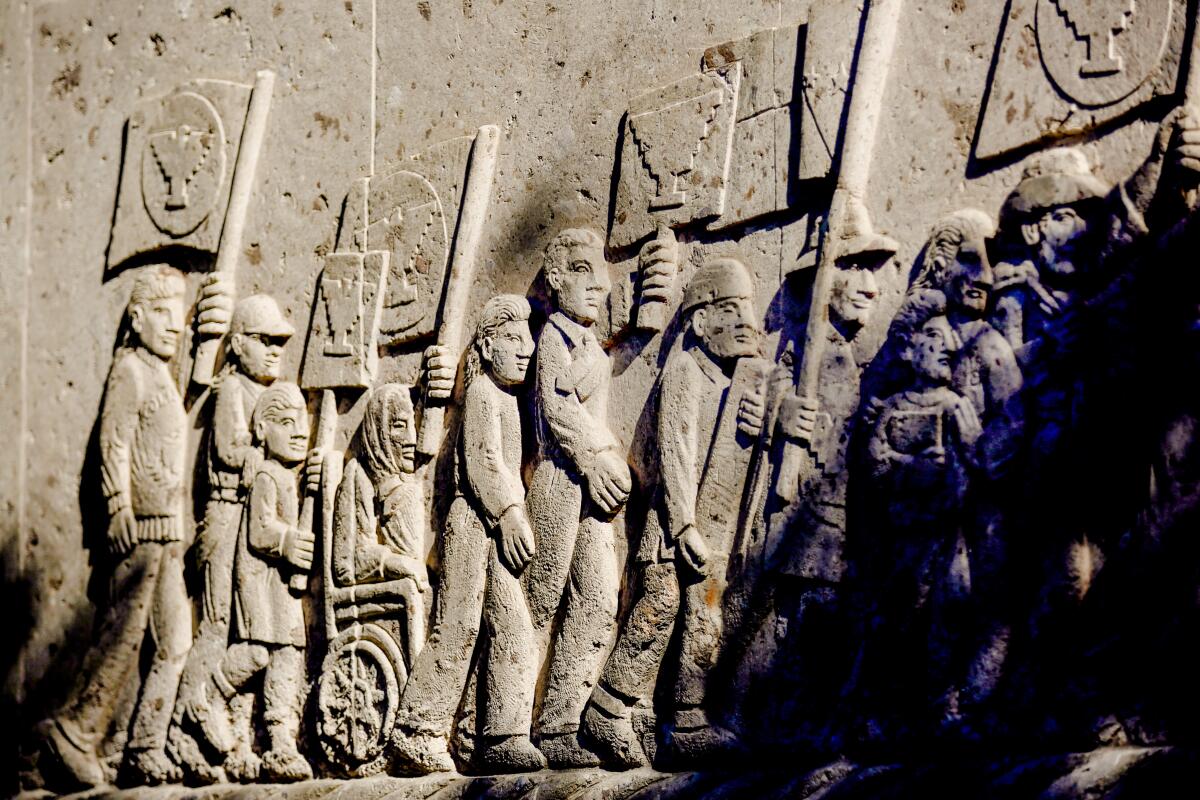 The fountain in the Memorial Garden surrounds the gravesite of Cesar Chavez and his wife Helen Chavez