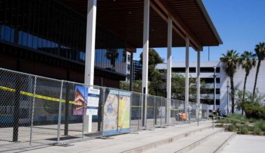 Long Beach begins work on large fence to enclose Billie Jean King Main Library terrace – Press Telegram