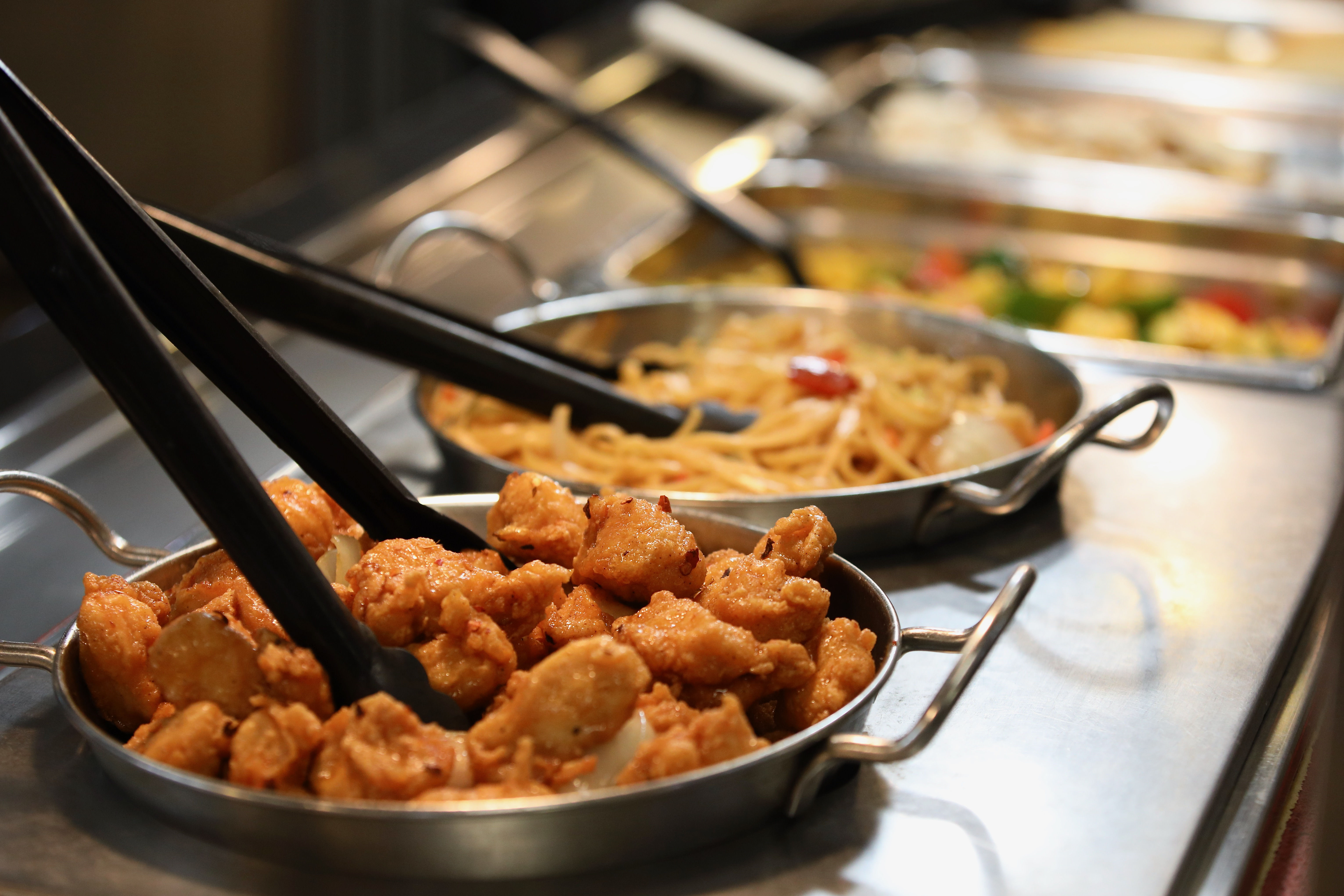 The buffet is stocked for lunch at Golden Corralâs City...