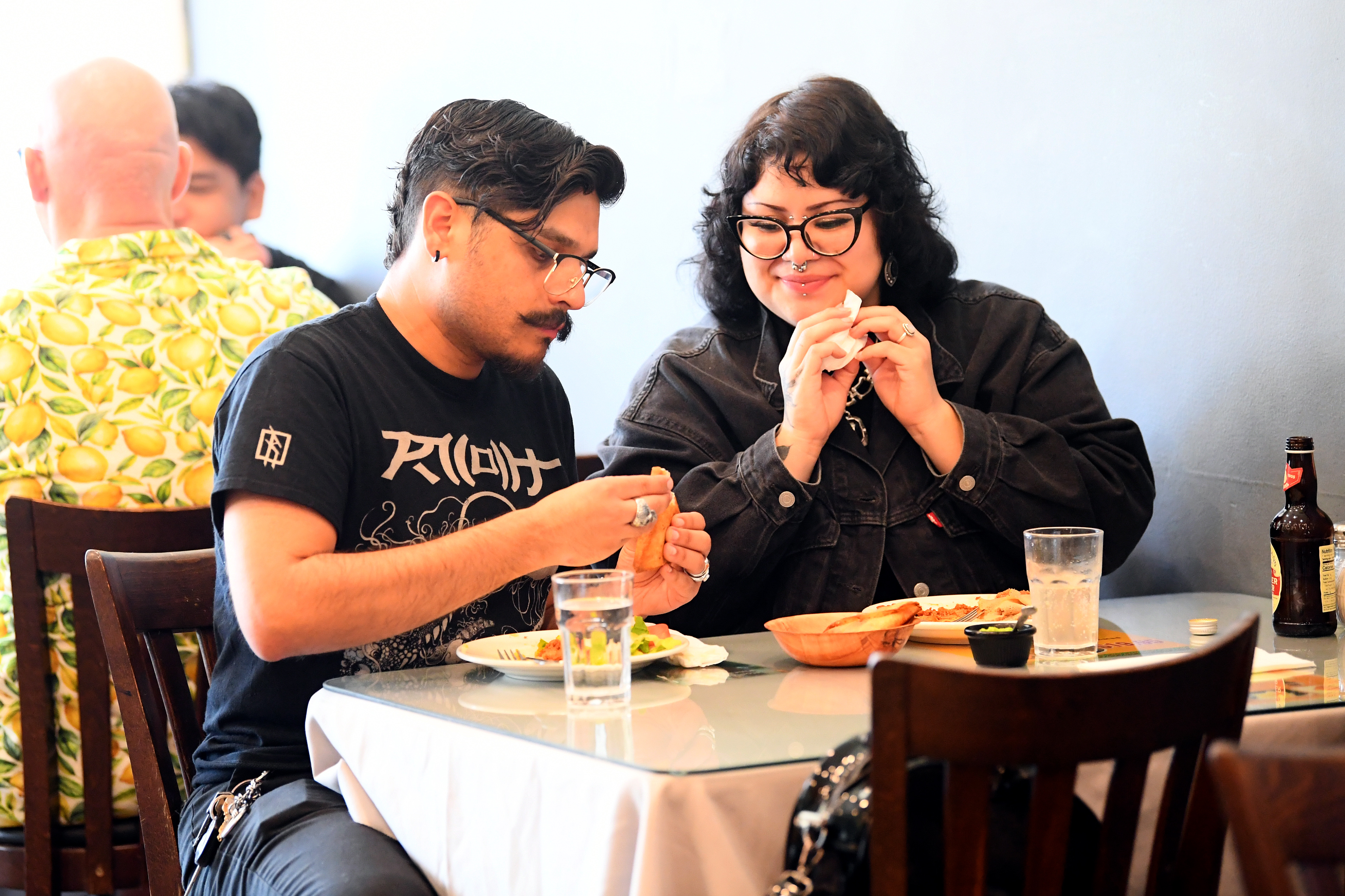 Miguel Castellanos and Jocelyn Borja enjoy the buffet at Rahel...