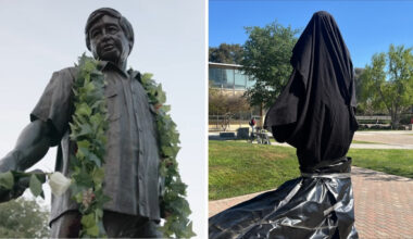 Cesar Chavez statue at Fresno State covered amid allegations