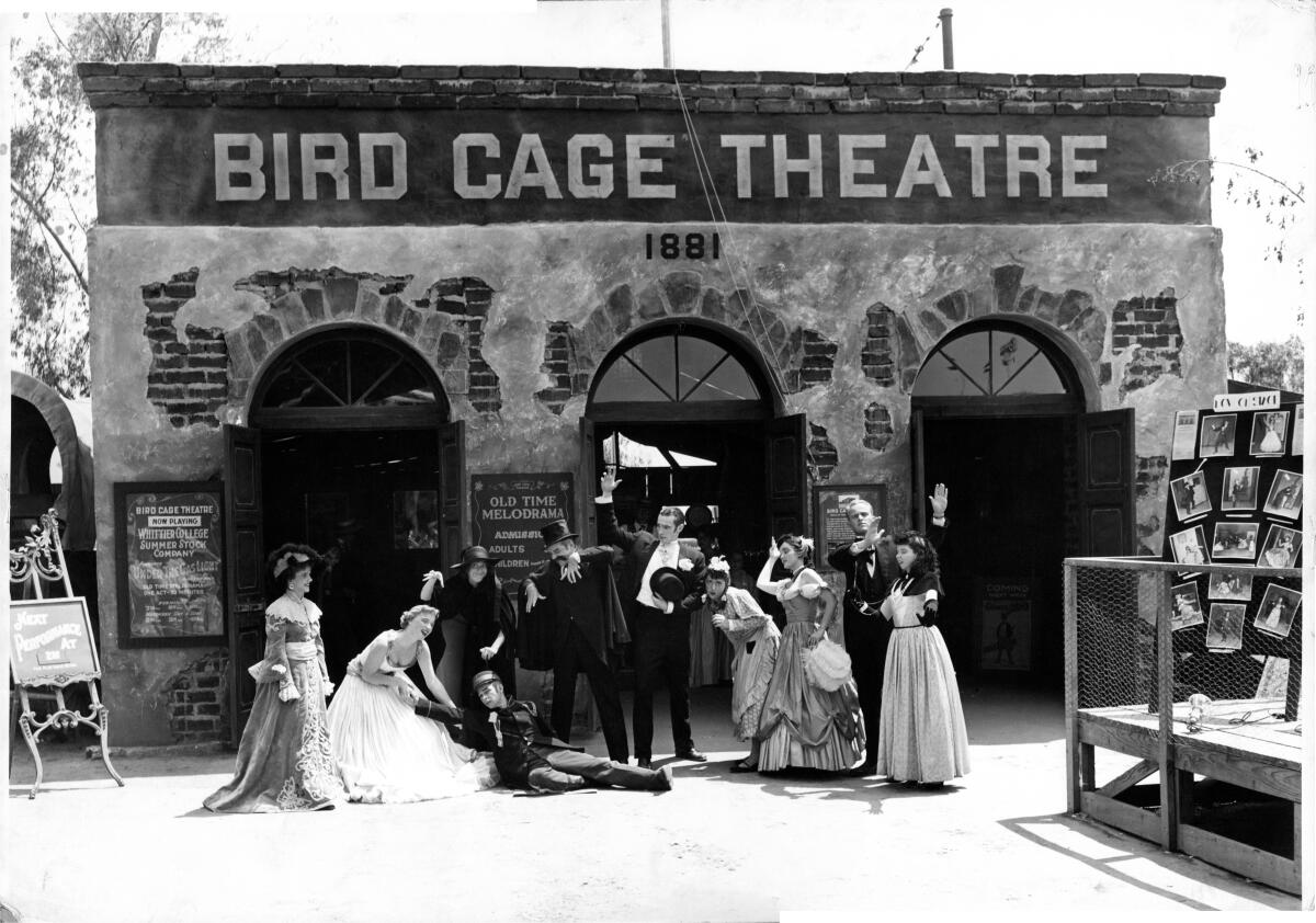 Whittier College students were the opening cast members when Knott's Berry Farm opened the Bird Cage Theatre in 1954.