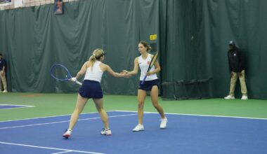 Women's Tennis huddle vs SMU