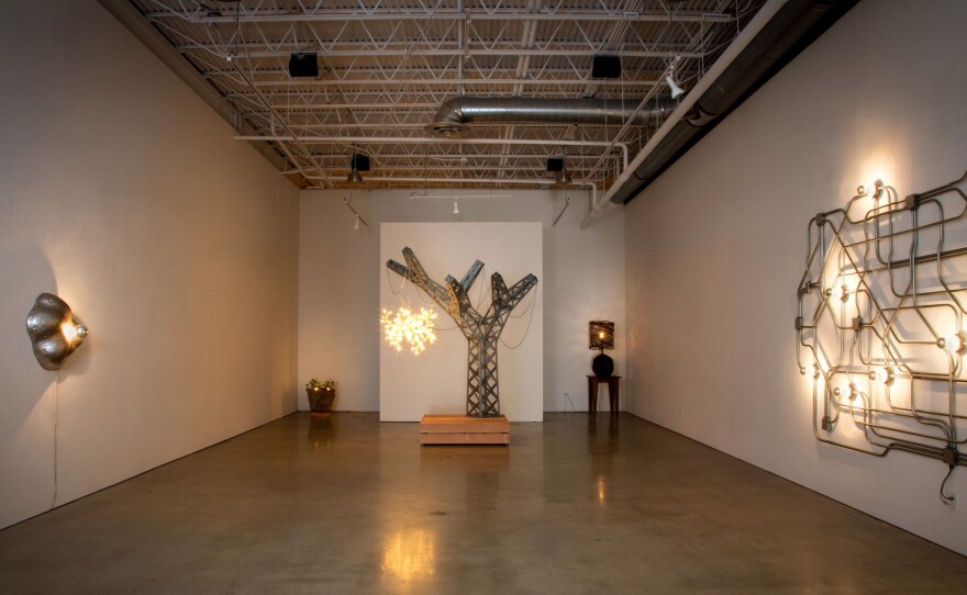 Artist Roman de Salvo's "ELECTROSPECTRUM" exhibit is shown at Quint Gallery in an undated photo.