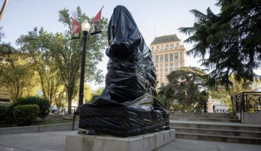 Sacramento covers Cesar Chavez statue amid allegations