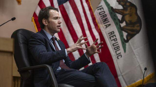 Rep. Kevin Kiley, R-Rocklin, speaks during a Sacramento Bee subscriber-only town hall meeting at the historic Loomis Train Depot in Placer County on Tuesday, Feb. 17, 2026.