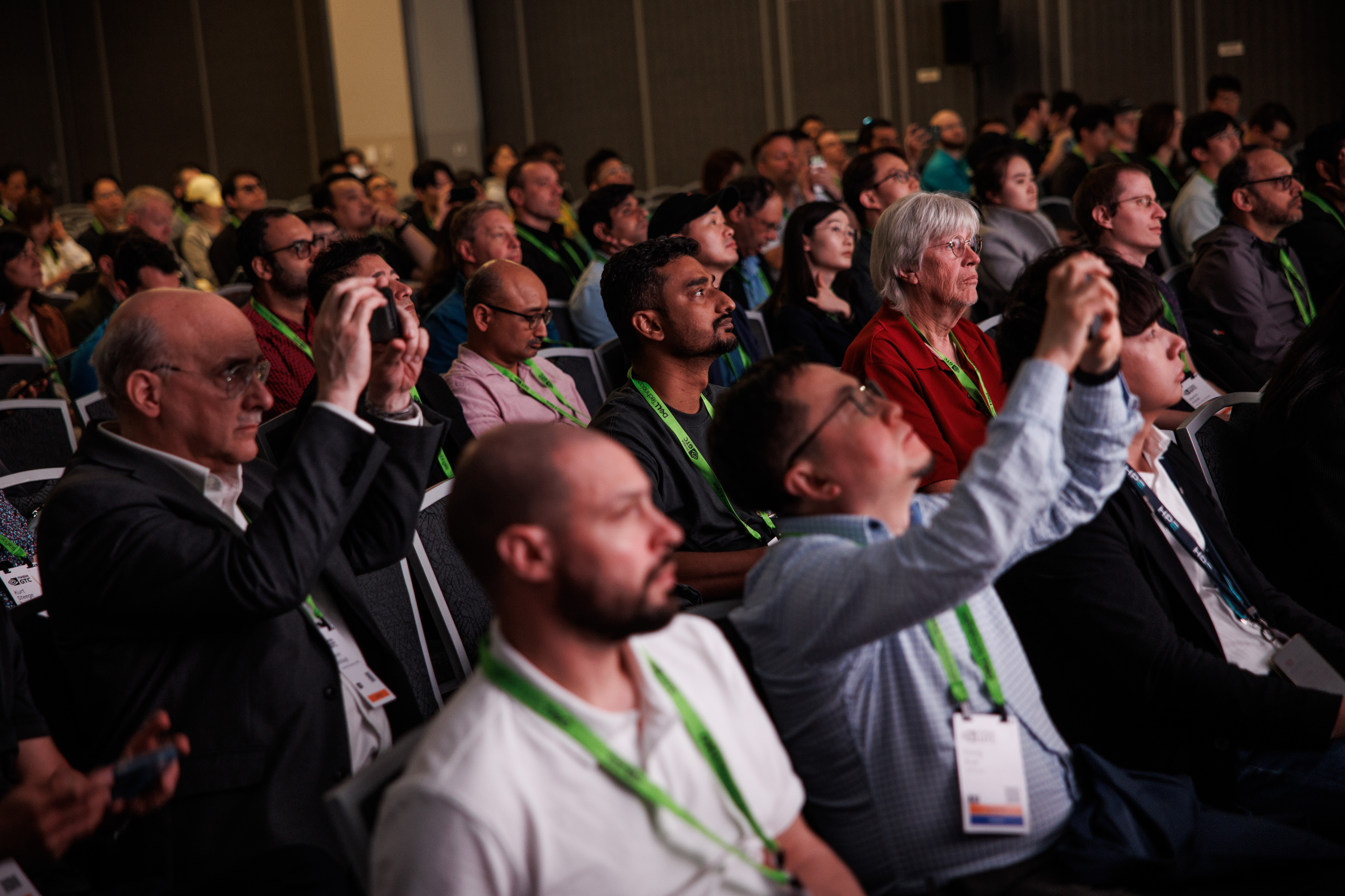 People attend the Nvidia GTC 2026 conference at the San...