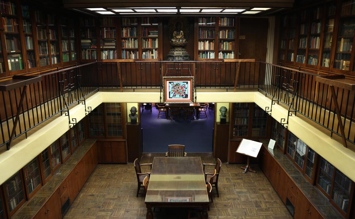 Inside the library at the Philosophical Research Society in Los Feliz on May 16, 2024.