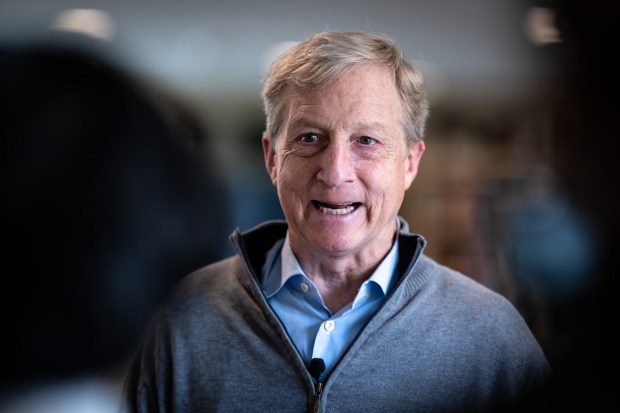 California gubernatorial candidate Tom Steyer talks to developers of a the new affordable housing project in Panorama City, CA on Friday, February 6, 2026. (Photo by David Crane, Los Angeles Daily News/SCNG)