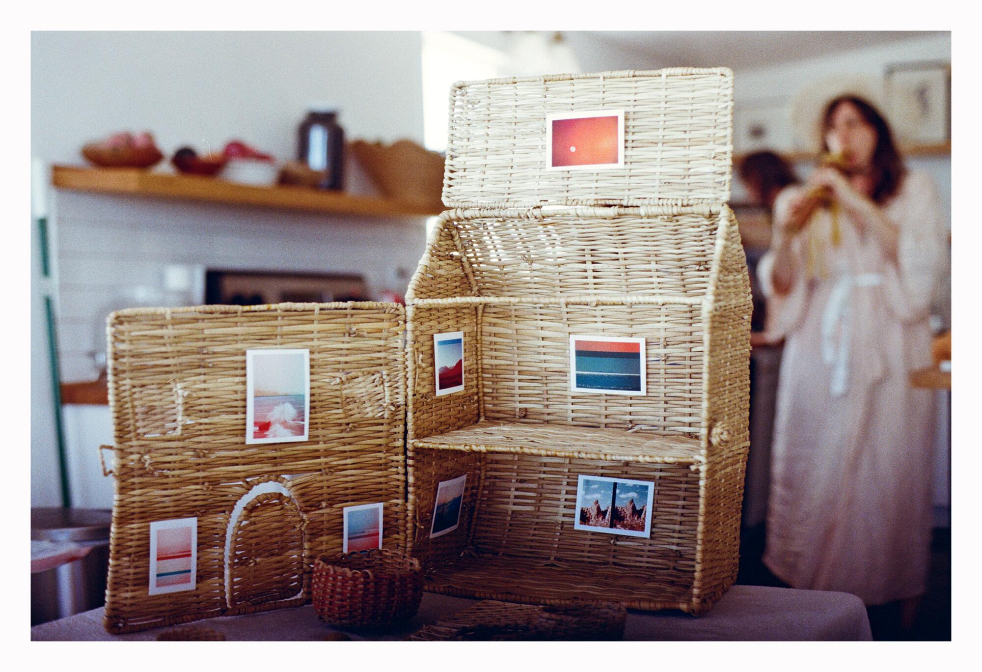 A piece of art in a motel room.