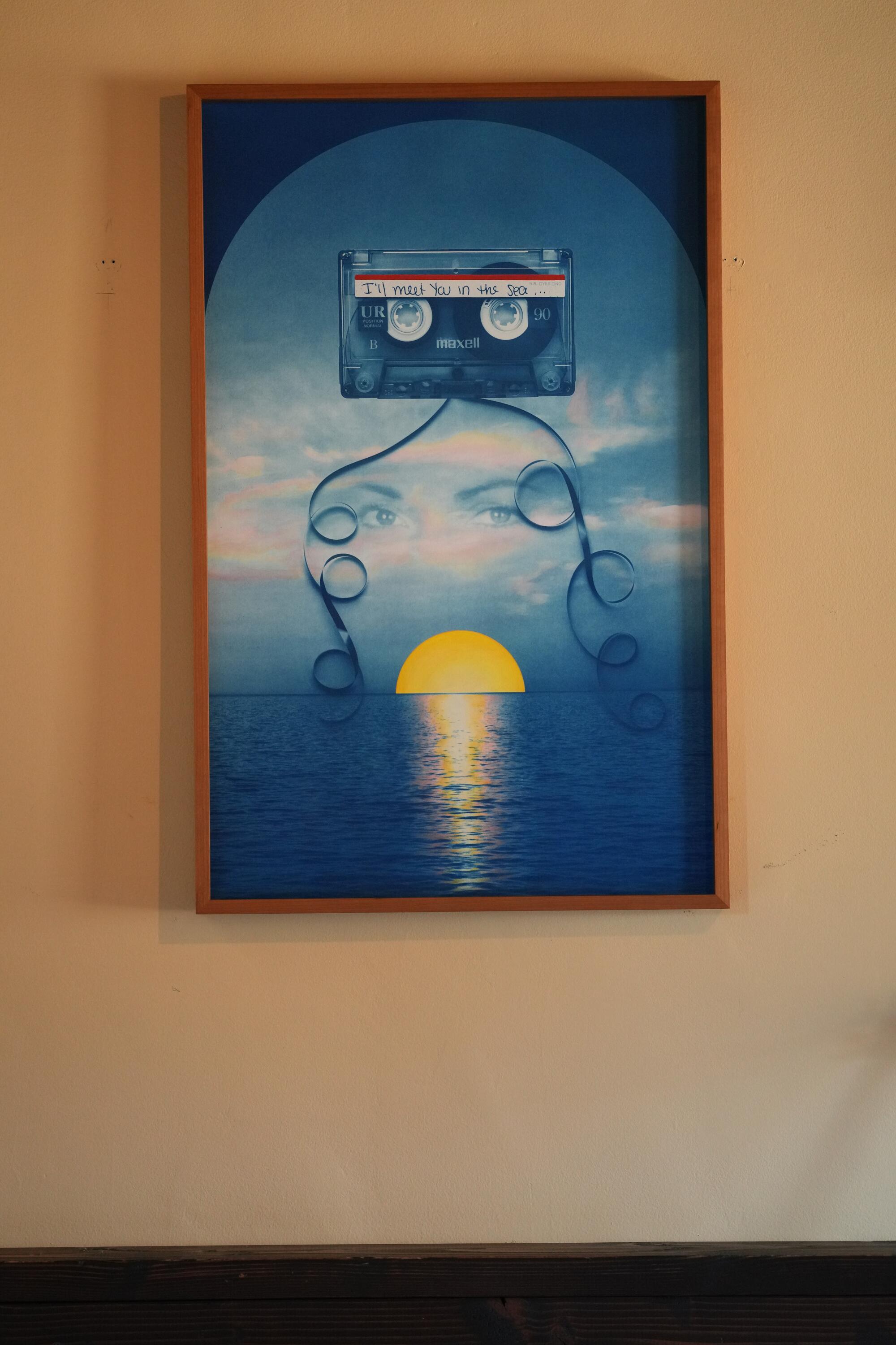 A piece of art on a wall.