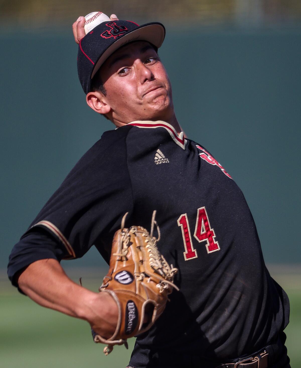 In 2021, JSerra pitcher Gage Jump delivers a pitch against Harvard-Westlake.