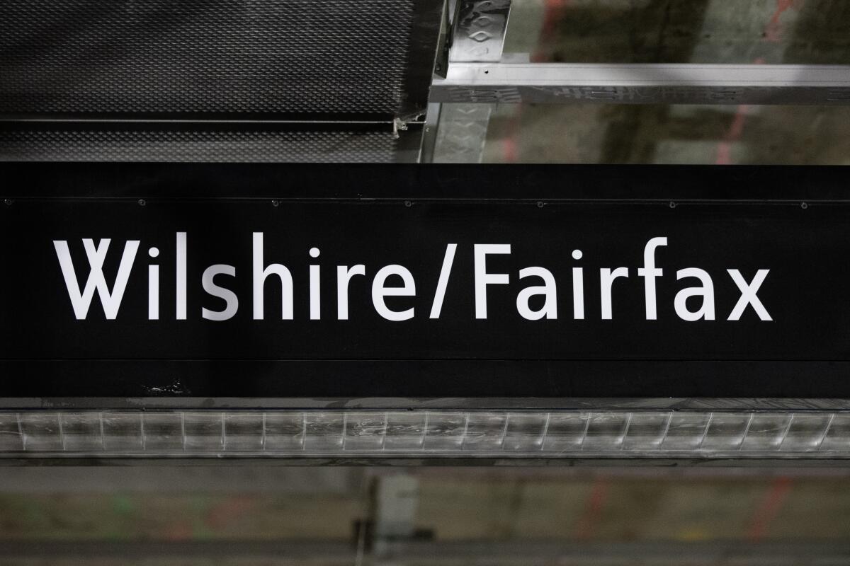 Wilshire/Fairfax Metro station sign