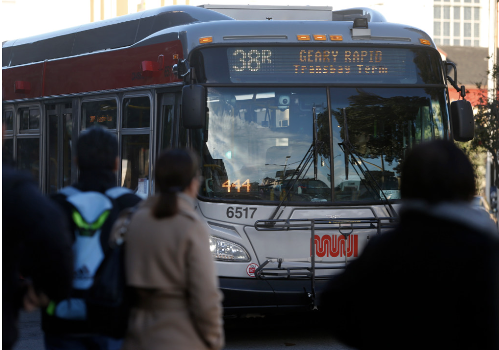 A pedestrian was struck and killed by a Muni bus in San Francisco’s Union Square on Tuesday.