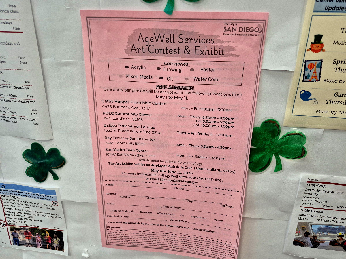 Art contest, exhibit for San Diego seniors! – Cool San Diego Sights!