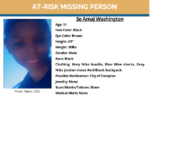 UPDATED: At-Risk Missing Child - Se Amaj Washington -