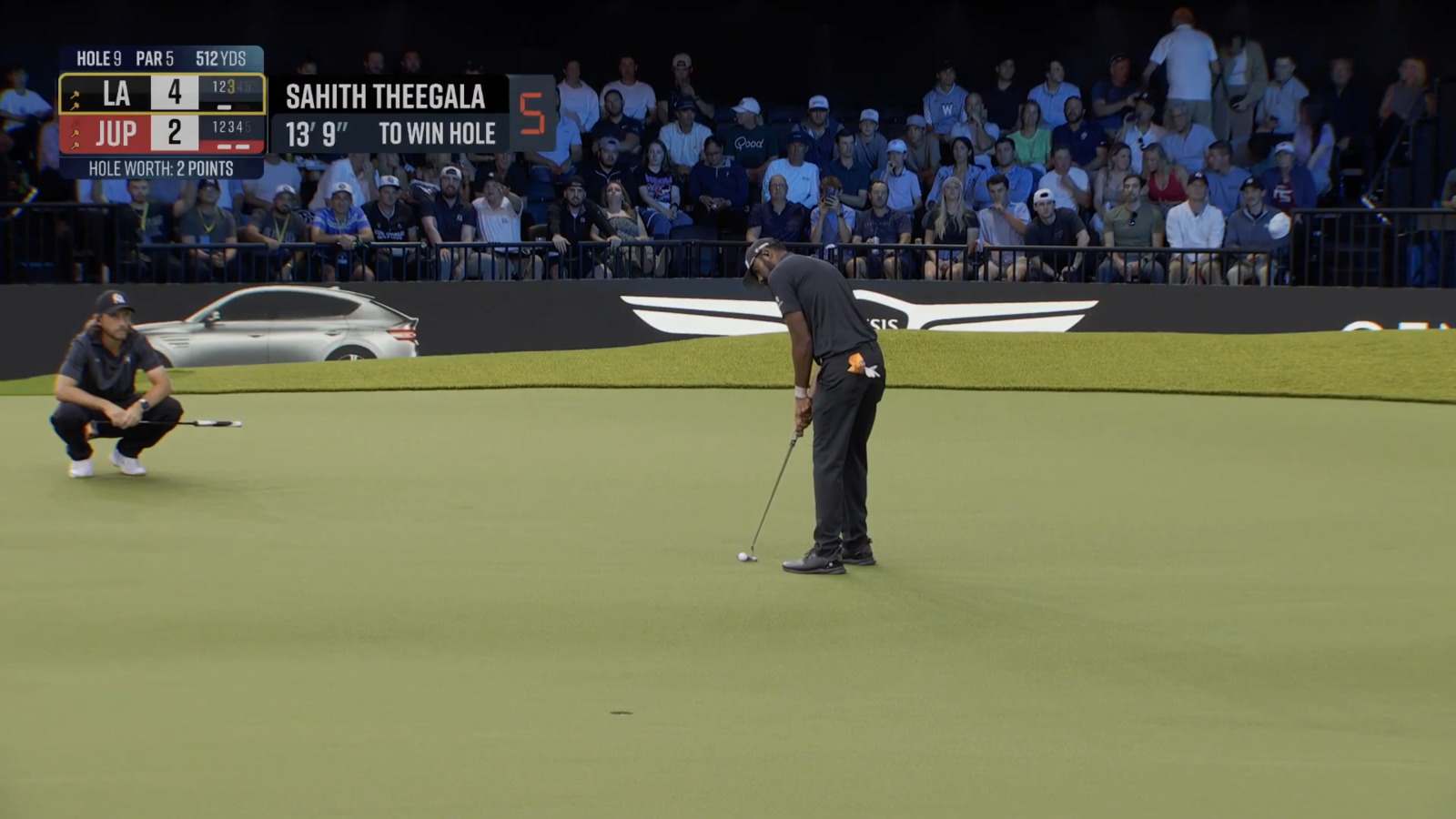 Sahith Theegala drains clutch birdie putt with Hammer in play at TGL Finals