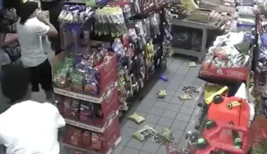Sacramento gas station plunged into chaos as rampaging teenage mob storms store and vandalises aisles