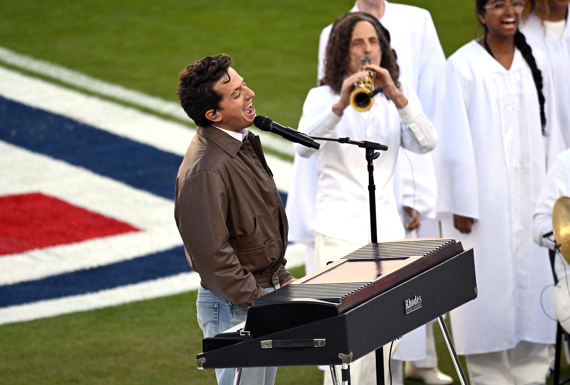 Charlie Puth performs during last month's Super Bowl LX.