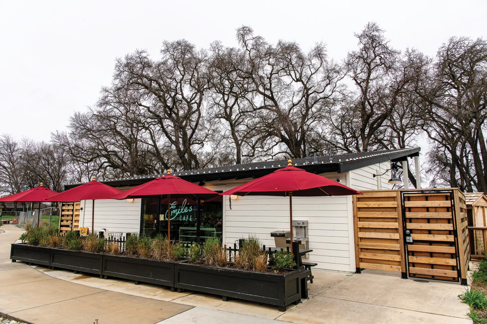 Emile’s is located inside Heritage Oaks Park in West Sacramento, an 8-acre public space undergoing a major, federally funded renovation.