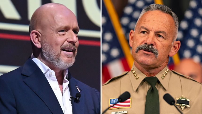 Republican candidates for California governor Steve Hilton, left, and Chad Bianco.