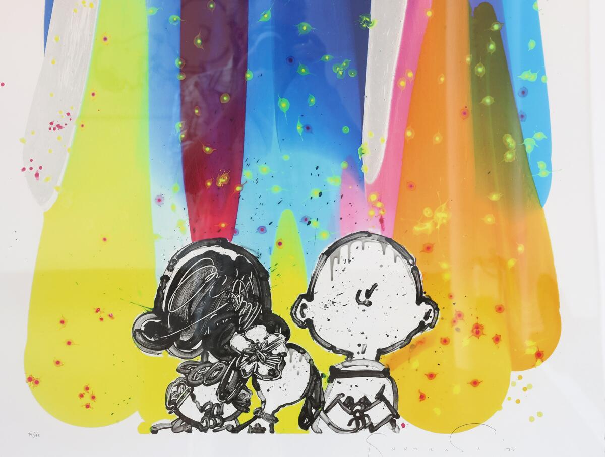 Tom Everhart's "Reach for the Stars," with Lucy and Charlie Brown, is on display at the Muckenthaler Cultural Center.