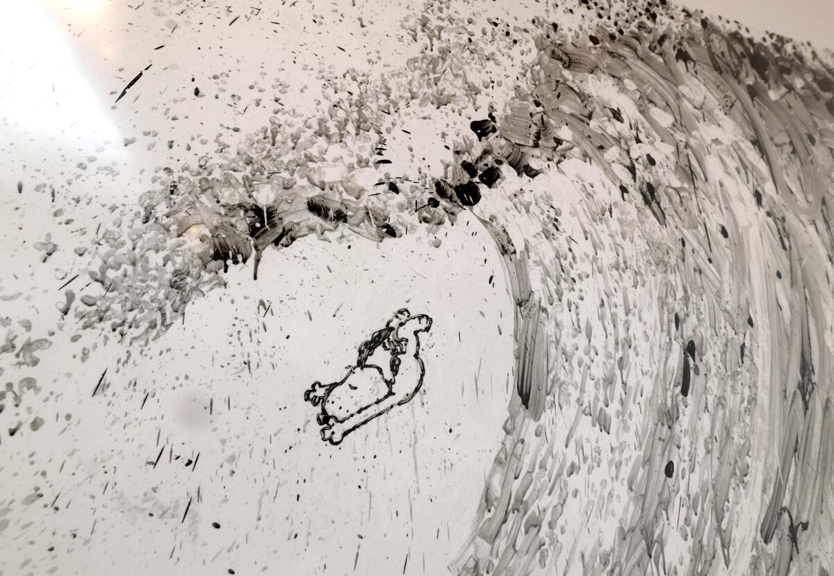 A detail of Tom Everhart's "Surfing with Franz and Willem," on display at the Muckenthaler Cultural Center.