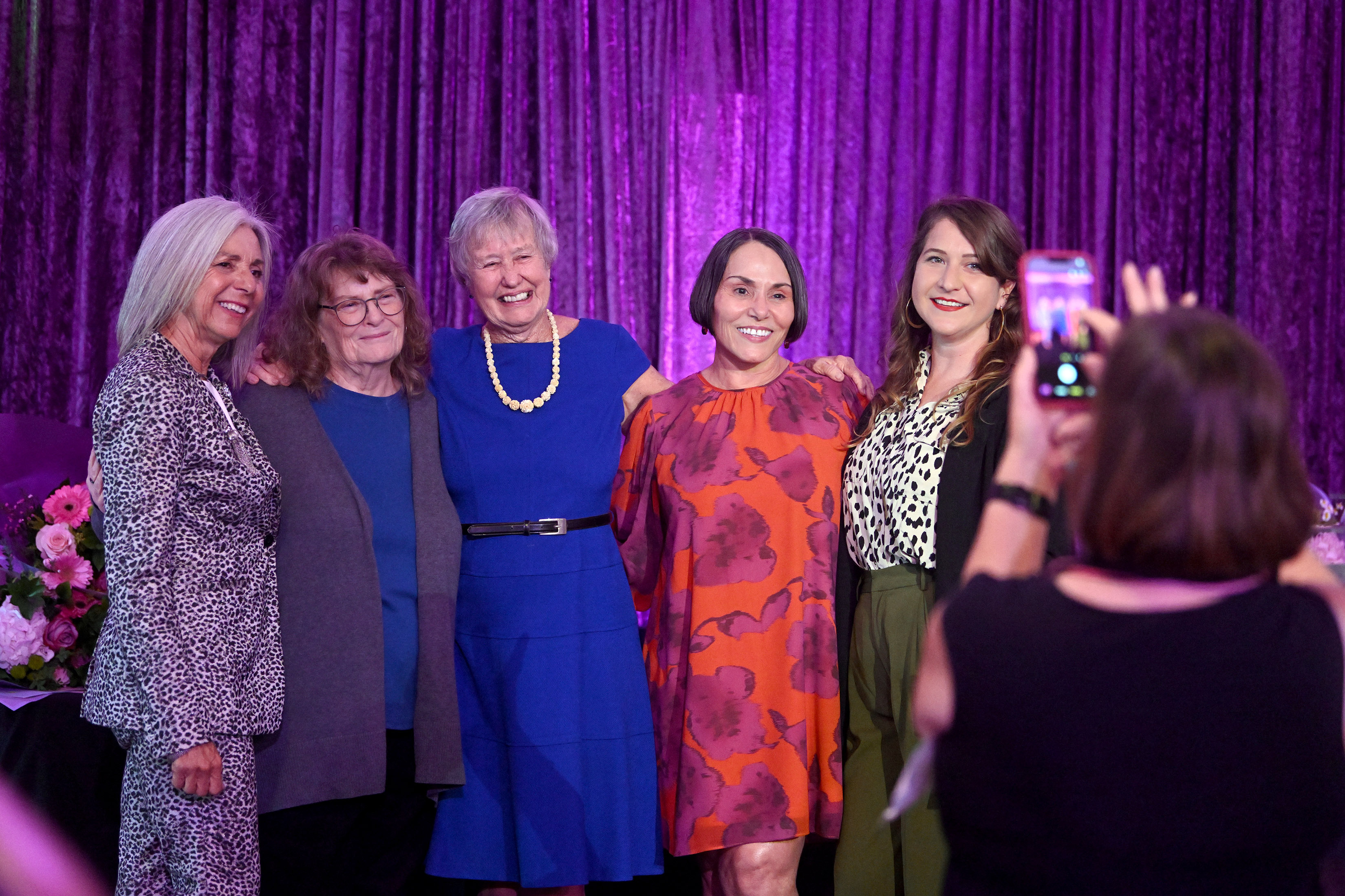 The San Pedro Chamber of Commerce honors Lucrecia Jacobson, left,...