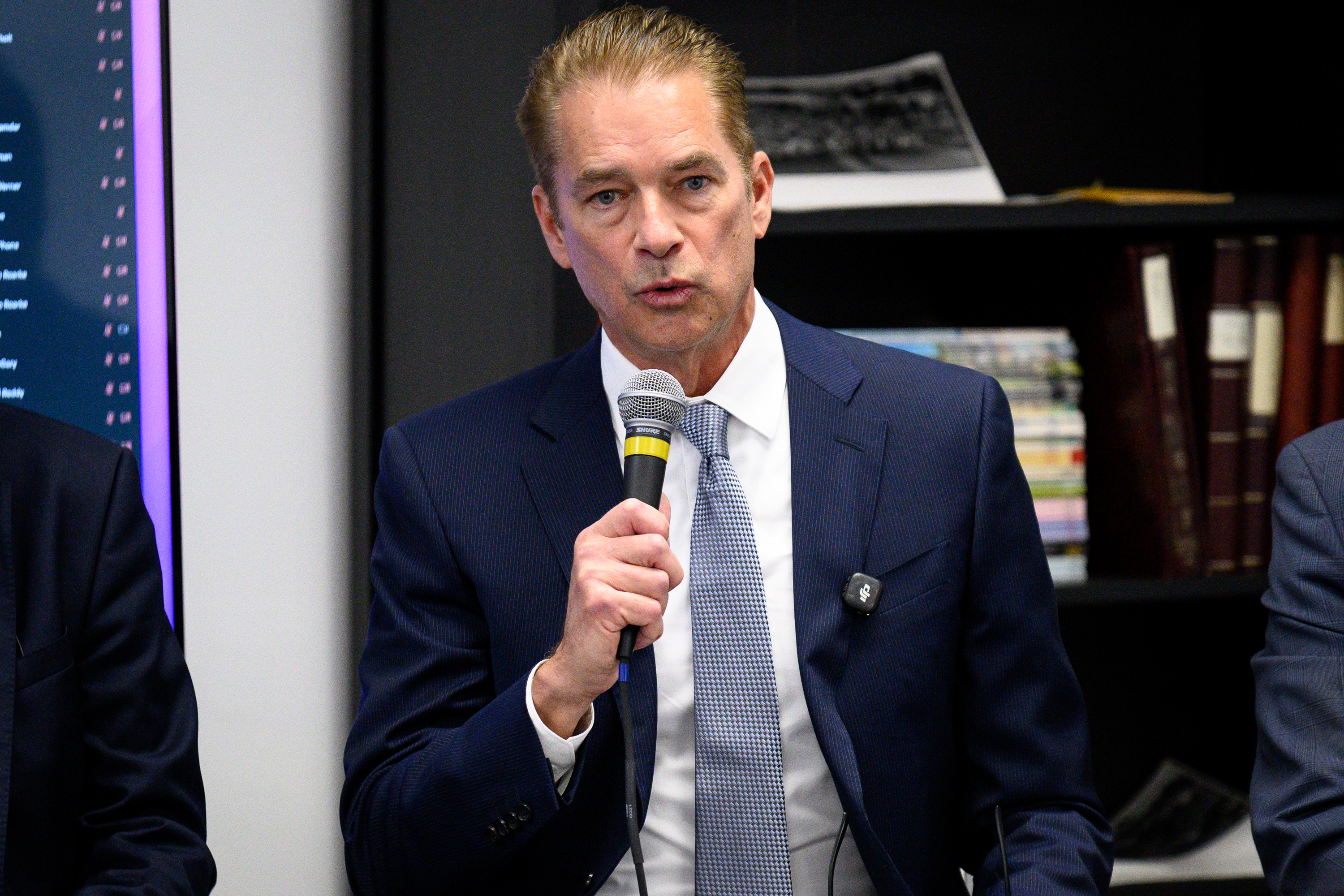 Media and technology attorney Merritt Farren speaks at a forum...