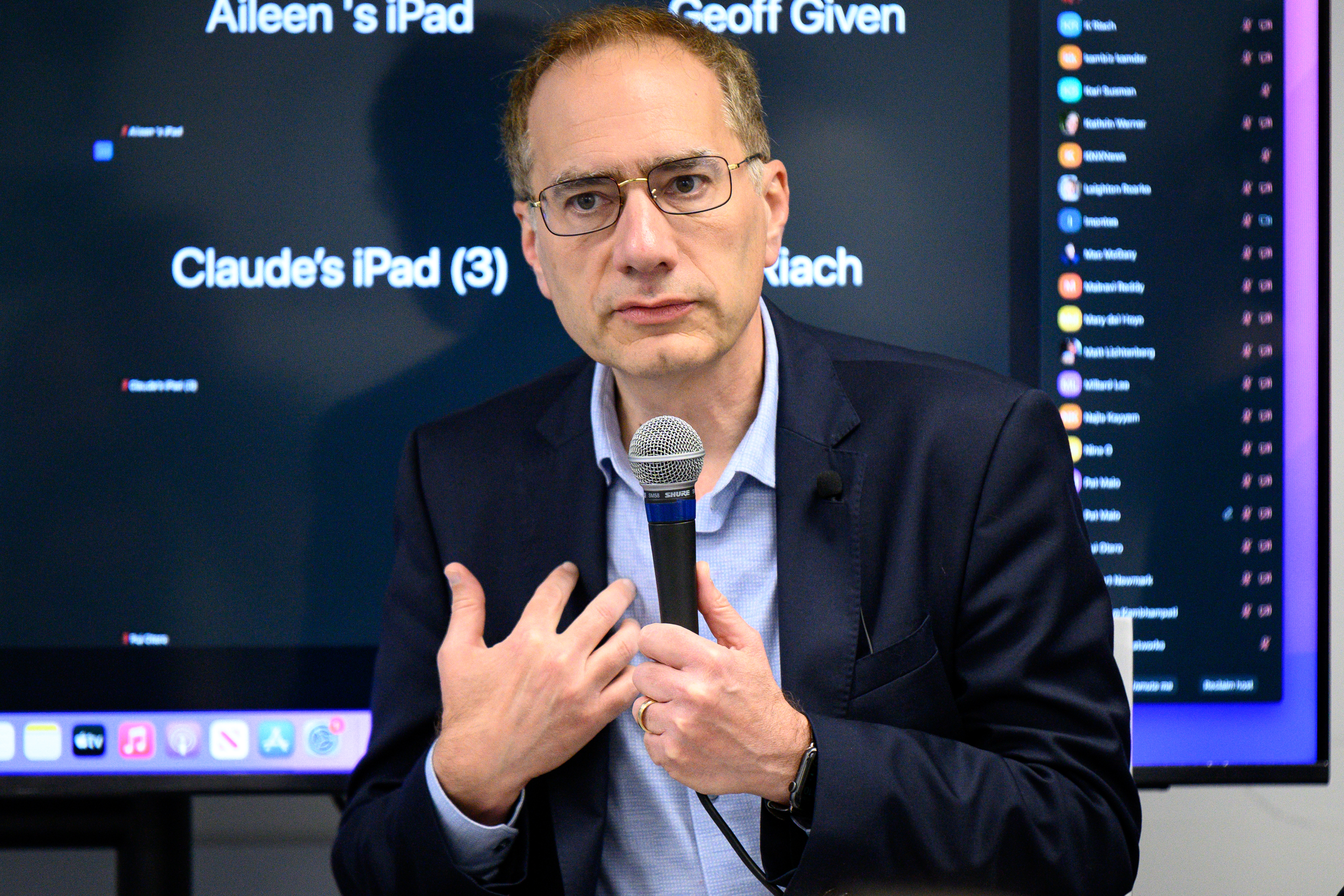 Financial analyst Patrick Wolff speaks at a forum for state...