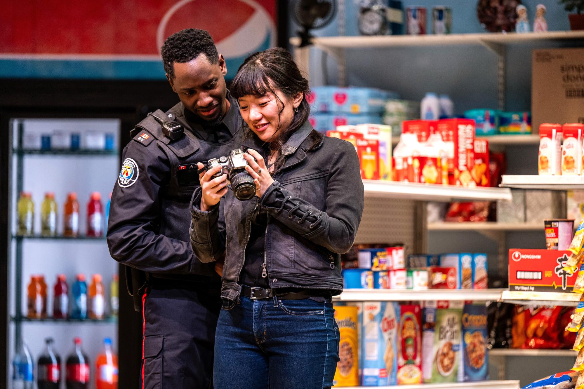 Brandon McKnight, left, and Kelly Seo in "Kim's Convenience."