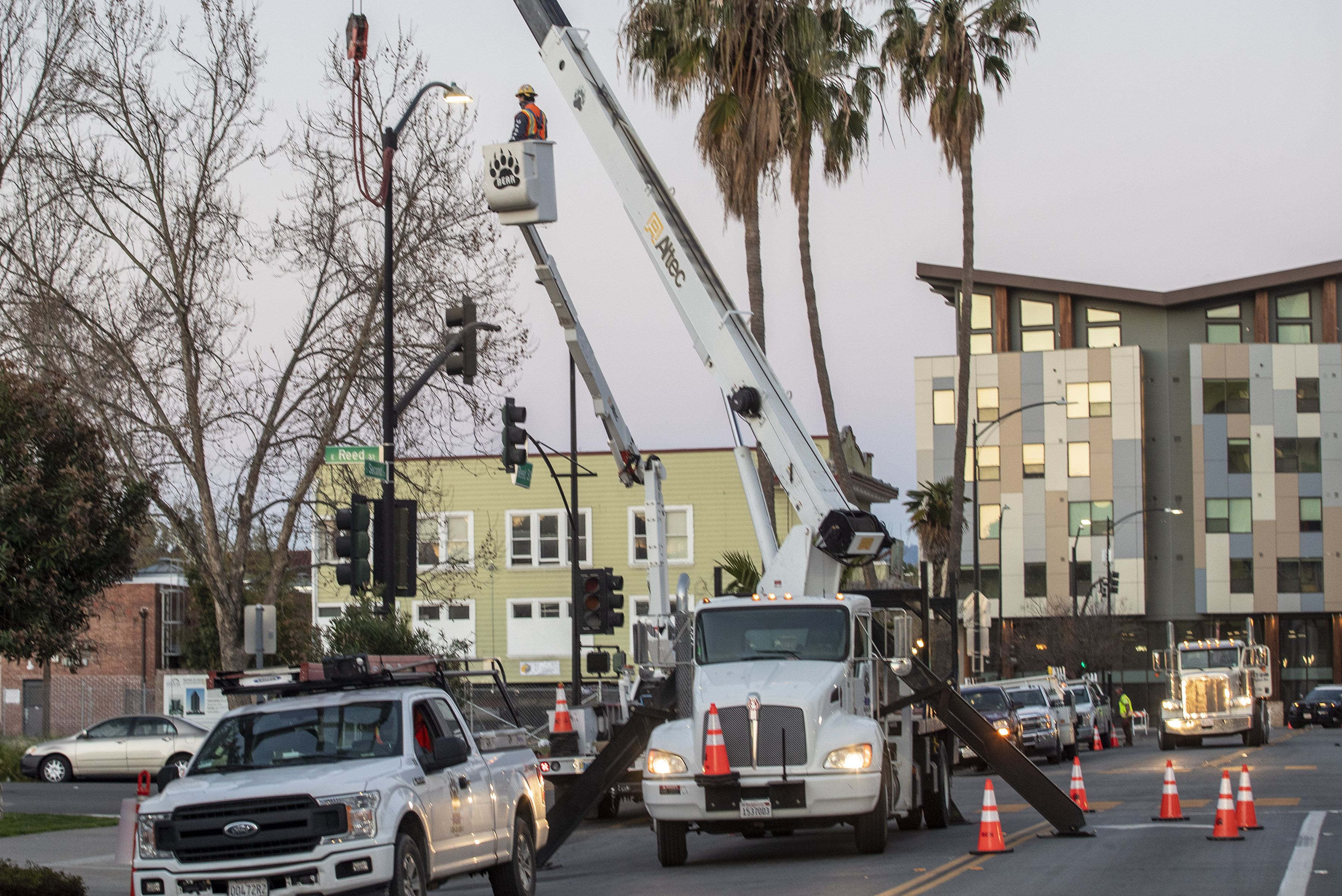SAN JOSE, CA – March 28: Street lights are cleared...