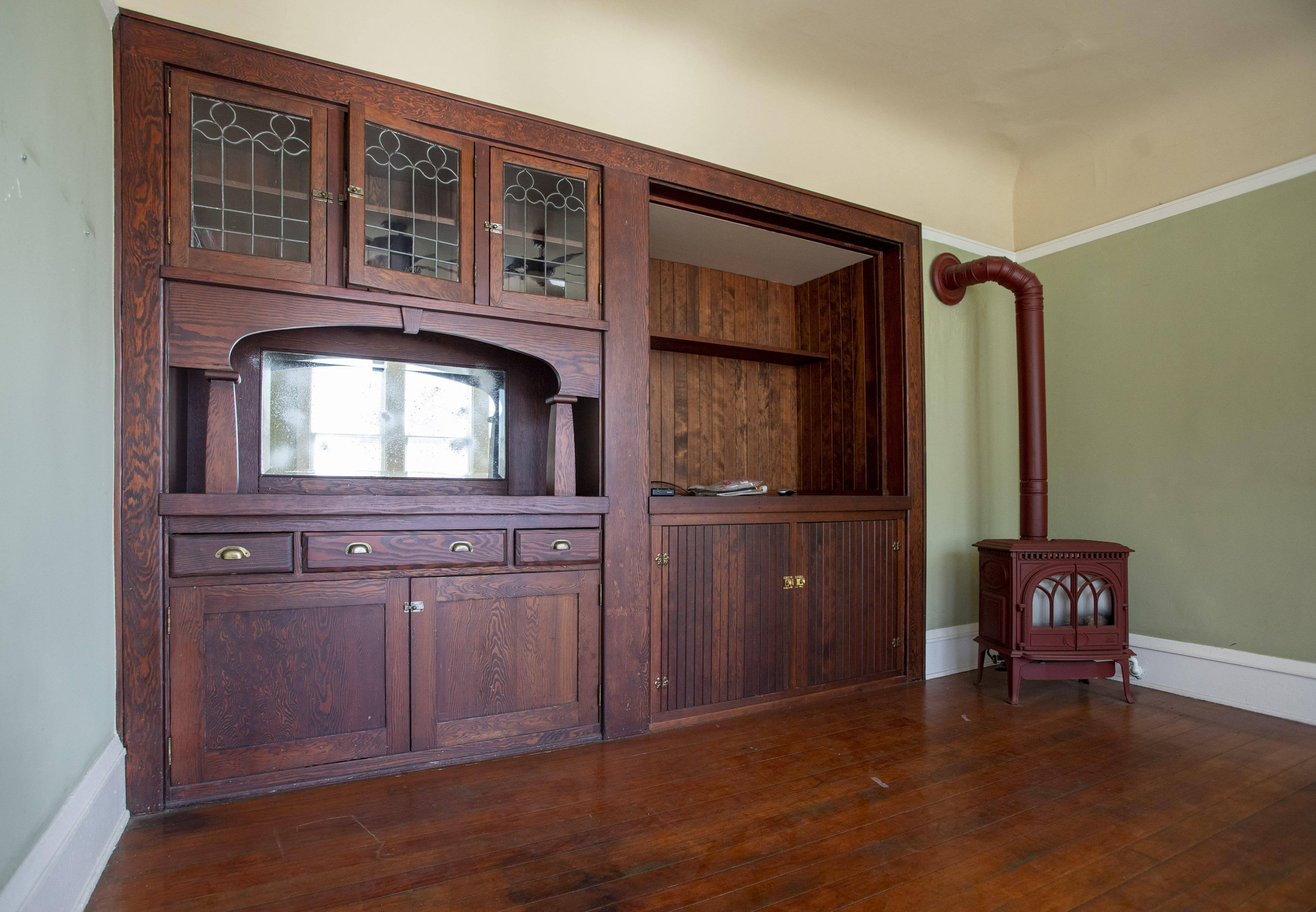 Original built-in cabinetry is being saved inside the Pallesen apartment...