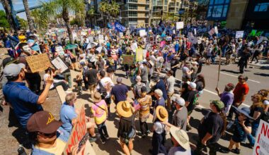 'No Kings' rallies return to San Diego County, with 40,000 marchers on downtown streets