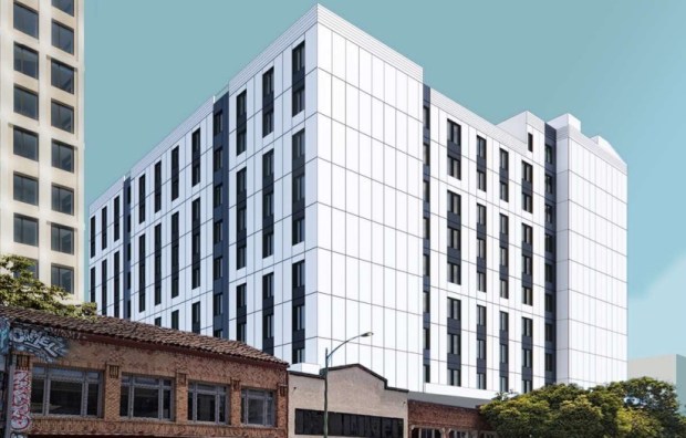 284-unit, 11-story housing tower at 1523 Harrison Street in downtown Oakland, concept. (oWOW Design)