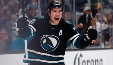 San Jose Sharks' Macklin Celebrini reaches 100 points in game vs. St. Louis