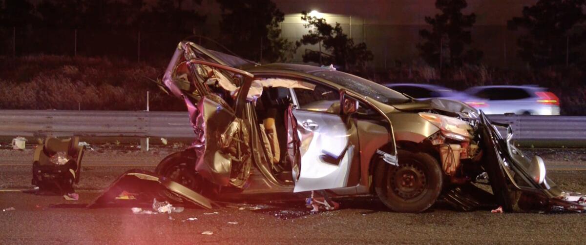 Riverside CHP units were dispatched to a three-vehicle crash with injuries which occurred on Interstate 215.