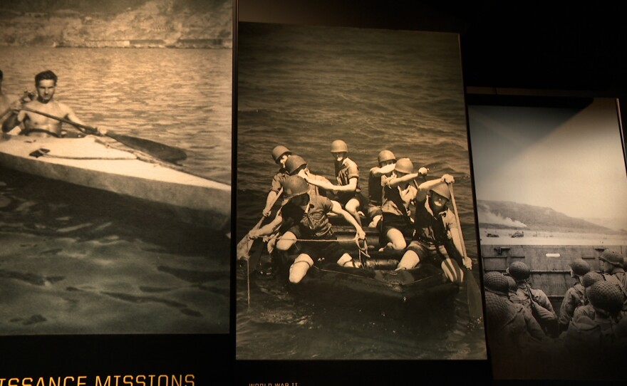 Photos at the Navy SEAL Museum San Diego depicting SEALs training over the years are shown on March 23, 2026.