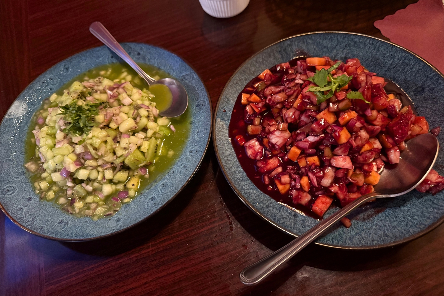 Tropical ceviche and vegan kiwi ceviche from El Patron Shinola,...