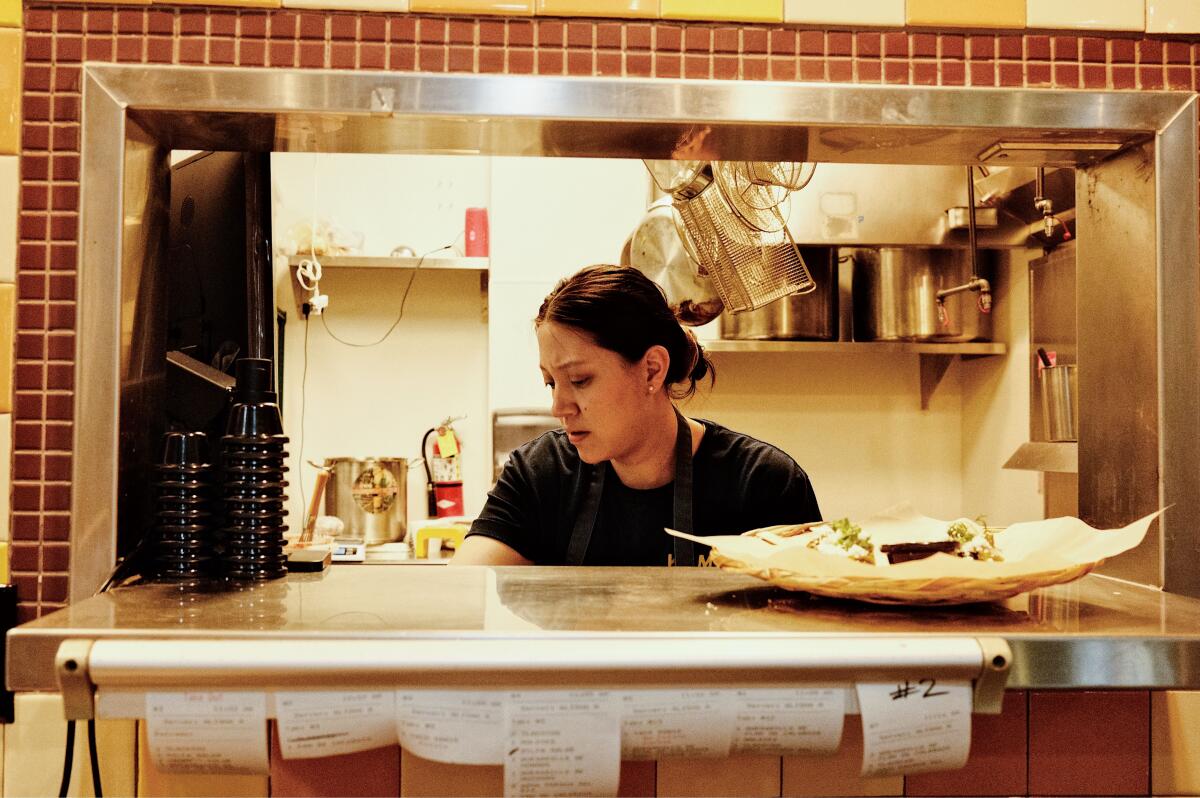 Komal co-owner Fátima Júarez works the line in the kitchen of her Mercado La Paloma restaurant and molino.